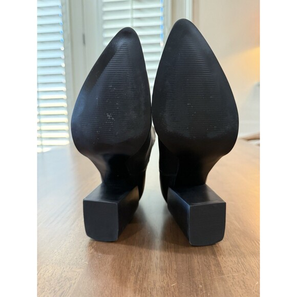 Steve Madden Hutson Leather Ankle Booties Black Pointed Toe Block Heel Women 6 - Picture 11 of 13